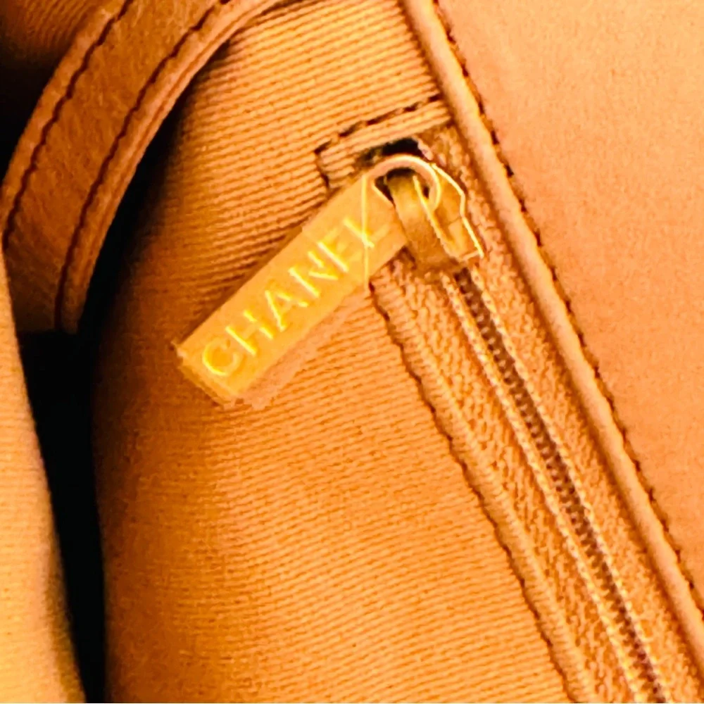 CHANEL Lambskin Quilted Leather Shopping Bag in Light Caramel Brown - Picture 14 of 16